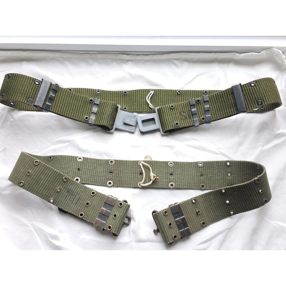 Lot of 2 U.S. Military Web Belts LC-2 ALICE & Vietnam Era Style OD Green Large